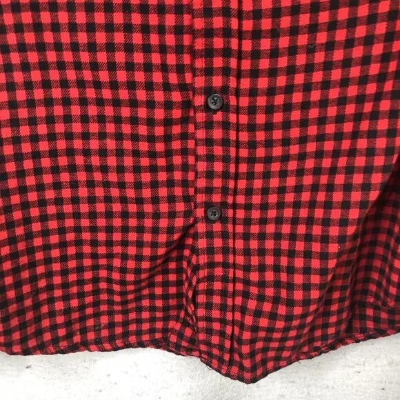 Timber June Shirt Large Red Check Flannel Evil Eye Sequin Back Boho Graphic - Picture 15 of 16